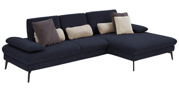 ECKSOFA in Chenille, Mikrofaser Anthrazit 299/157 cm - Anthrazit/Schwarz, Design, Textil/Metall (299/157cm) - Dieter Knoll