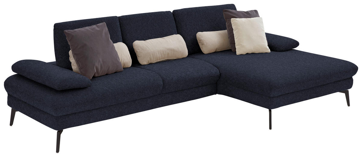 ECKSOFA in Chenille, Mikrofaser Anthrazit  - Anthrazit/Schwarz, Design, Textil/Metall (299/157cm) - Dieter Knoll