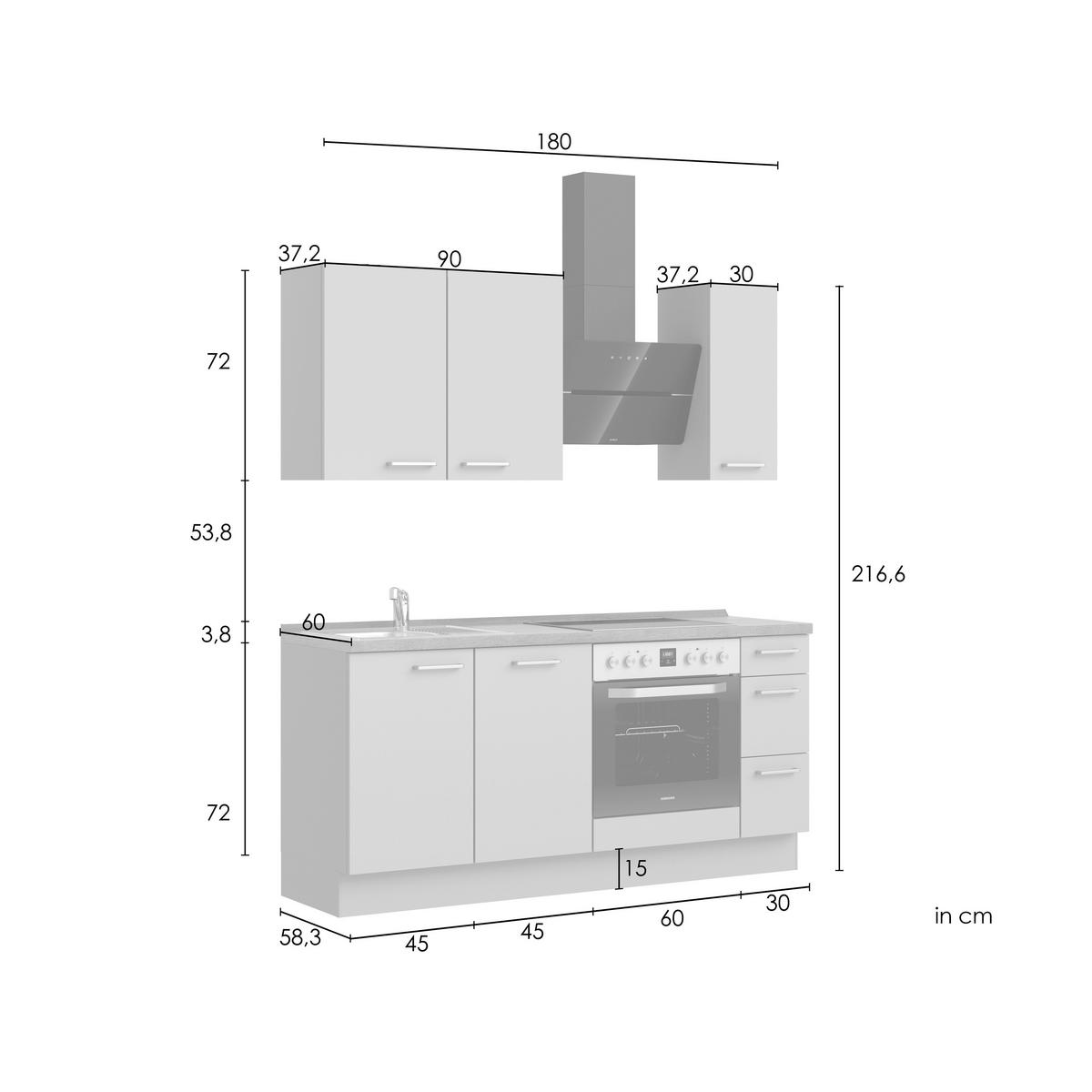 KÜCHENLEERBLOCK Frame 180 cm  in Eichefarben, Olivgrün  - Edelstahlfarben/Eichefarben, ROMANTIK / LANDHAUS, Holzwerkstoff/Metall (180cm) - Nobilia