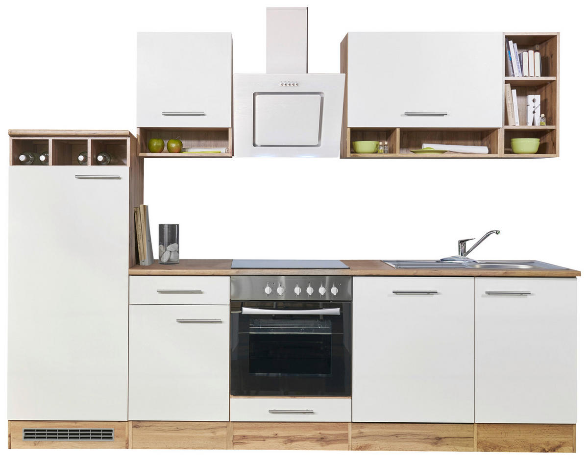 KÜCHENLEERBLOCK 280/205/60 cm   in Weiß, Wildeiche  - Wildeiche/Silberfarben, Basics, Holzwerkstoff/Metall (280/205/60cm) - Respekta