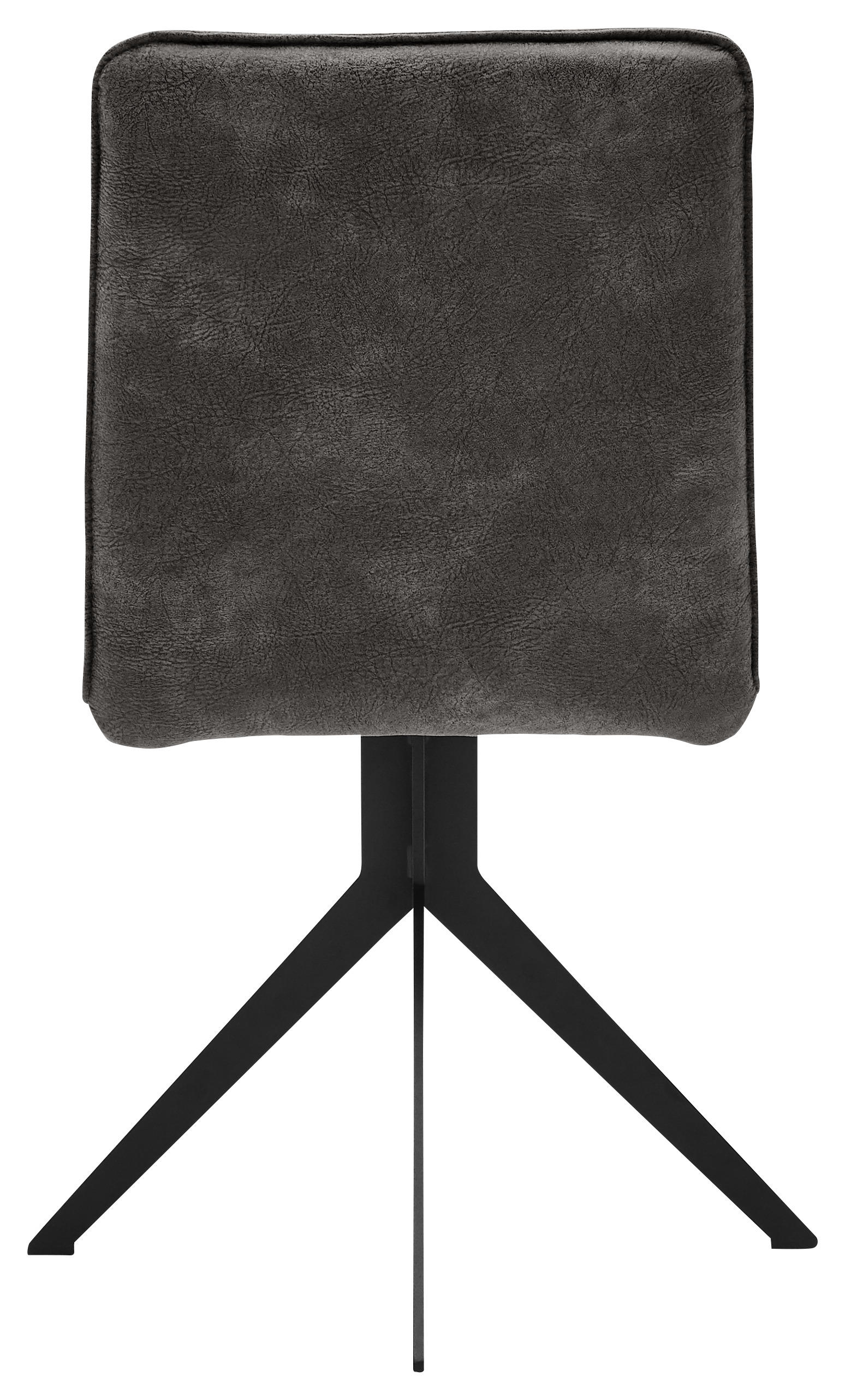 STUHL Lederlook Schwarz, Dunkelgrau  - Dunkelgrau/Schwarz, Design, Textil/Metall (46,5/87/64cm) - Voleo
