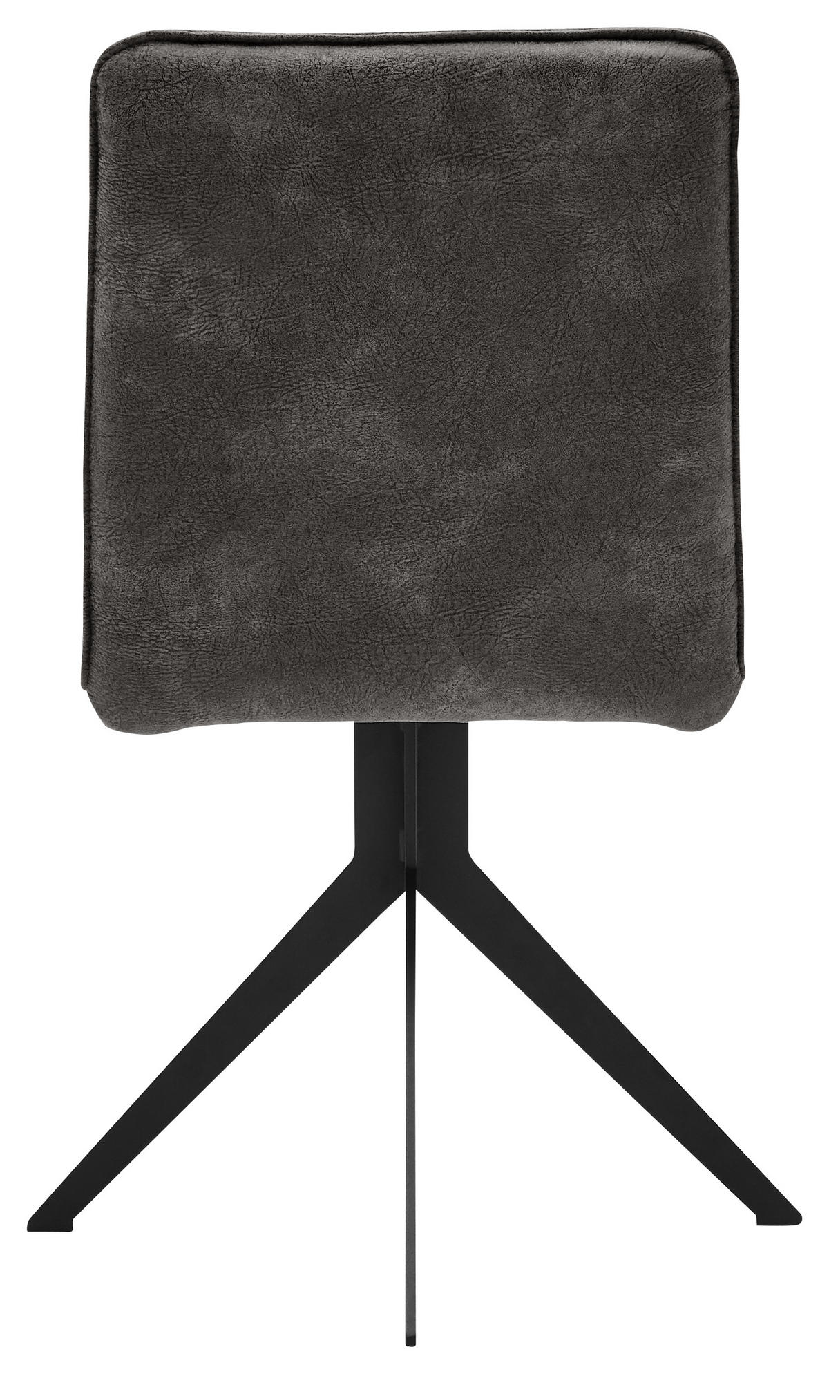 STUHL  in Stahl Lederlook  - Dunkelgrau/Schwarz, Design, Textil/Metall (46,5/87/64cm) - Voleo
