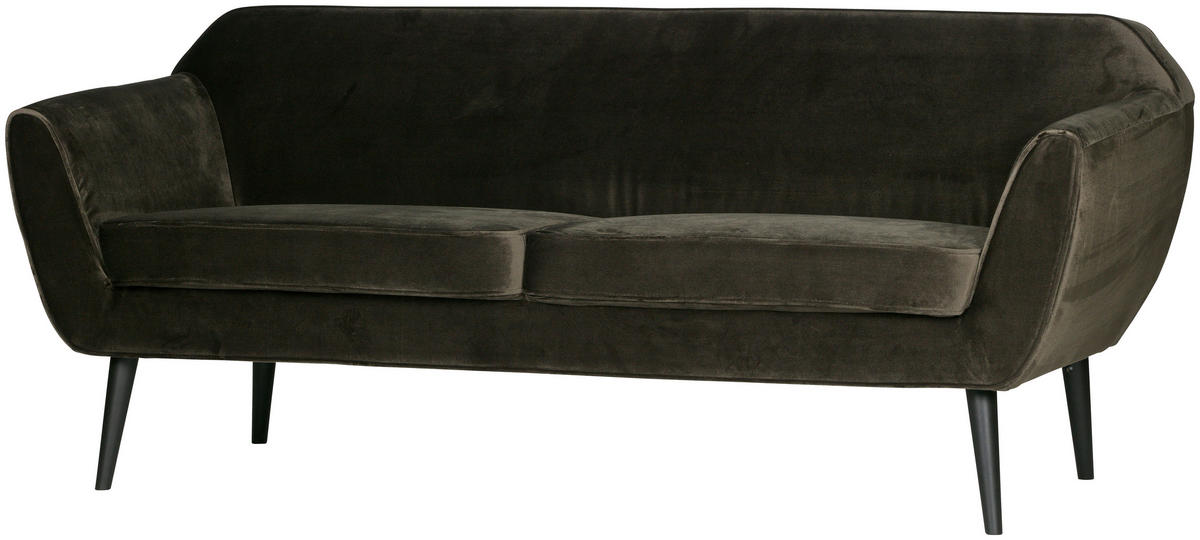 SOFA Rocco Samt Grün  - Schwarz/Grün, Design, Holz/Textil (187/75/82cm) - Livetastic