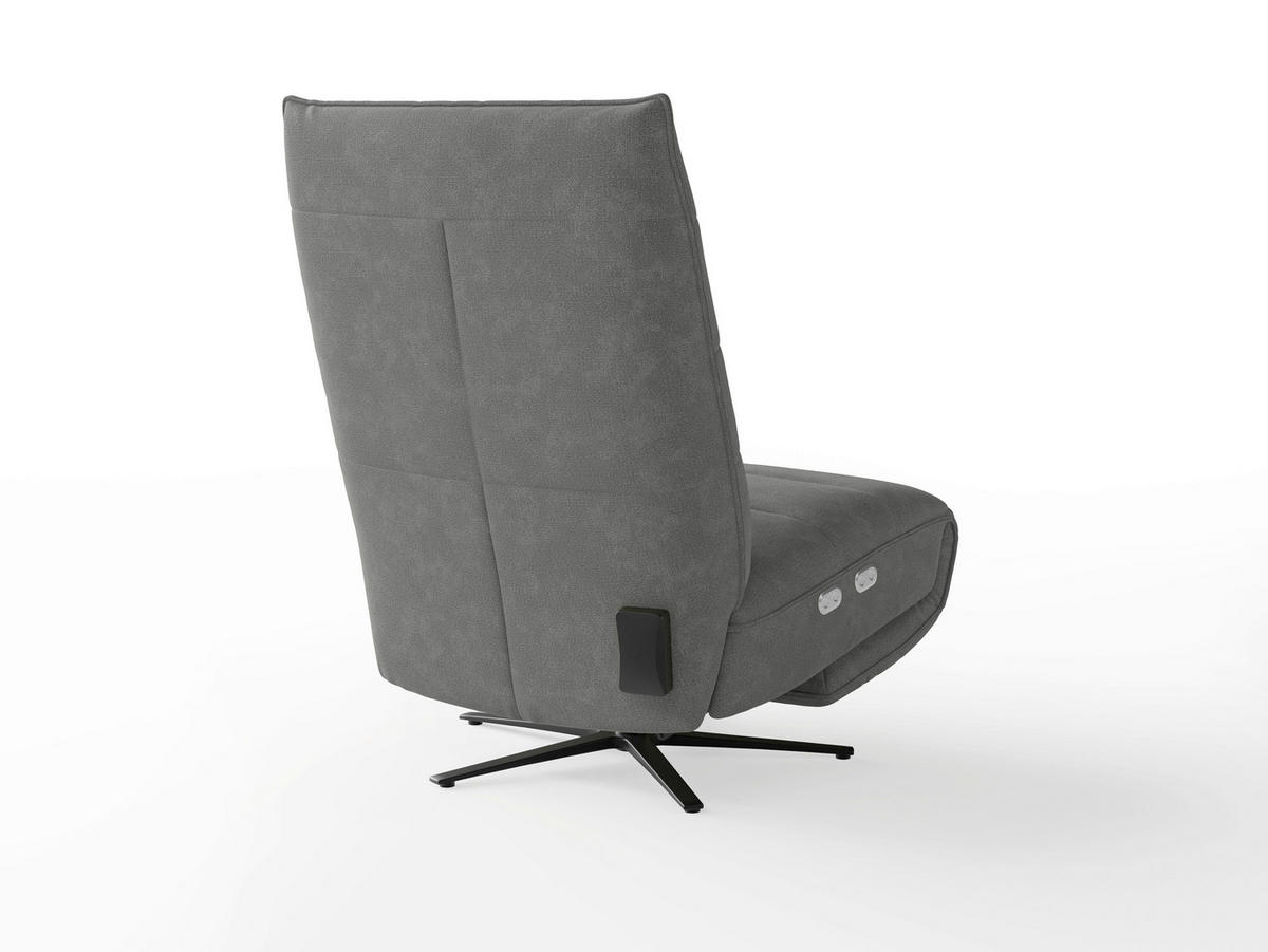 RELAXSESSEL EVE E Flachgewebe Kopfteilverstellung, Rücken echt    - Schwarz/Grau, Basics, Textil/Metall (80/109/98cm) - Sit & More