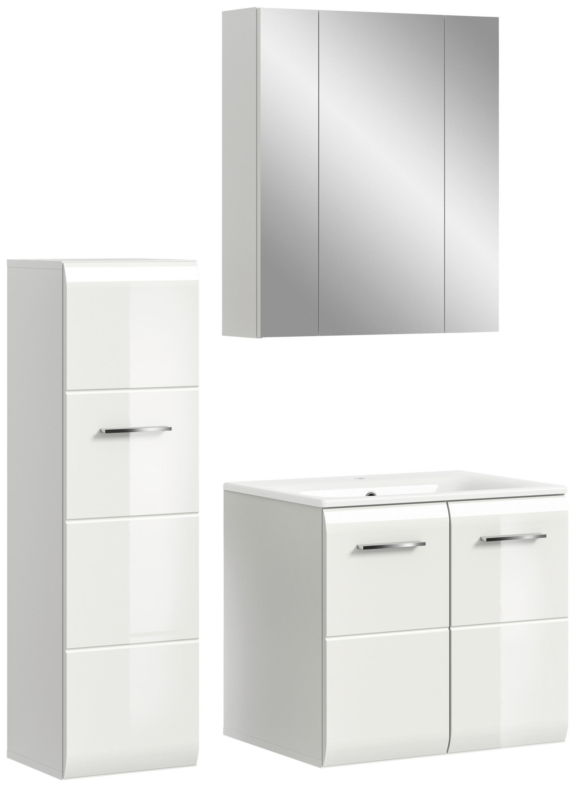 BADEZIMMER 4-teilig 90 cm  - Weiss Hochglanz/Weiss, Modern, Keramik/Holzwerkstoff (90cm) - MID.YOU