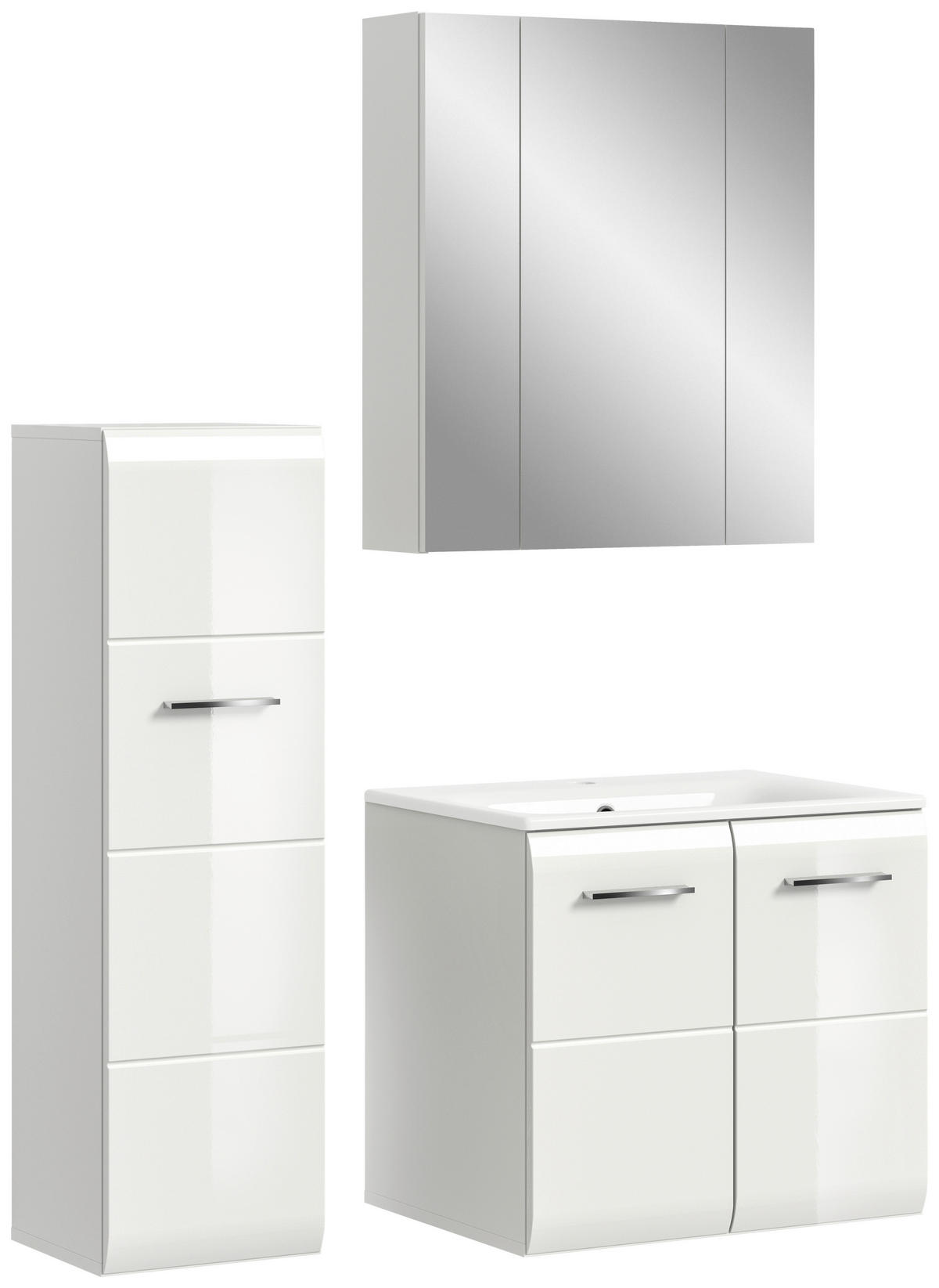 BADEZIMMER 4-teilig 90 cm  - Weiss Hochglanz/Weiss, Modern, Keramik/Holzwerkstoff (90cm) - MID.YOU