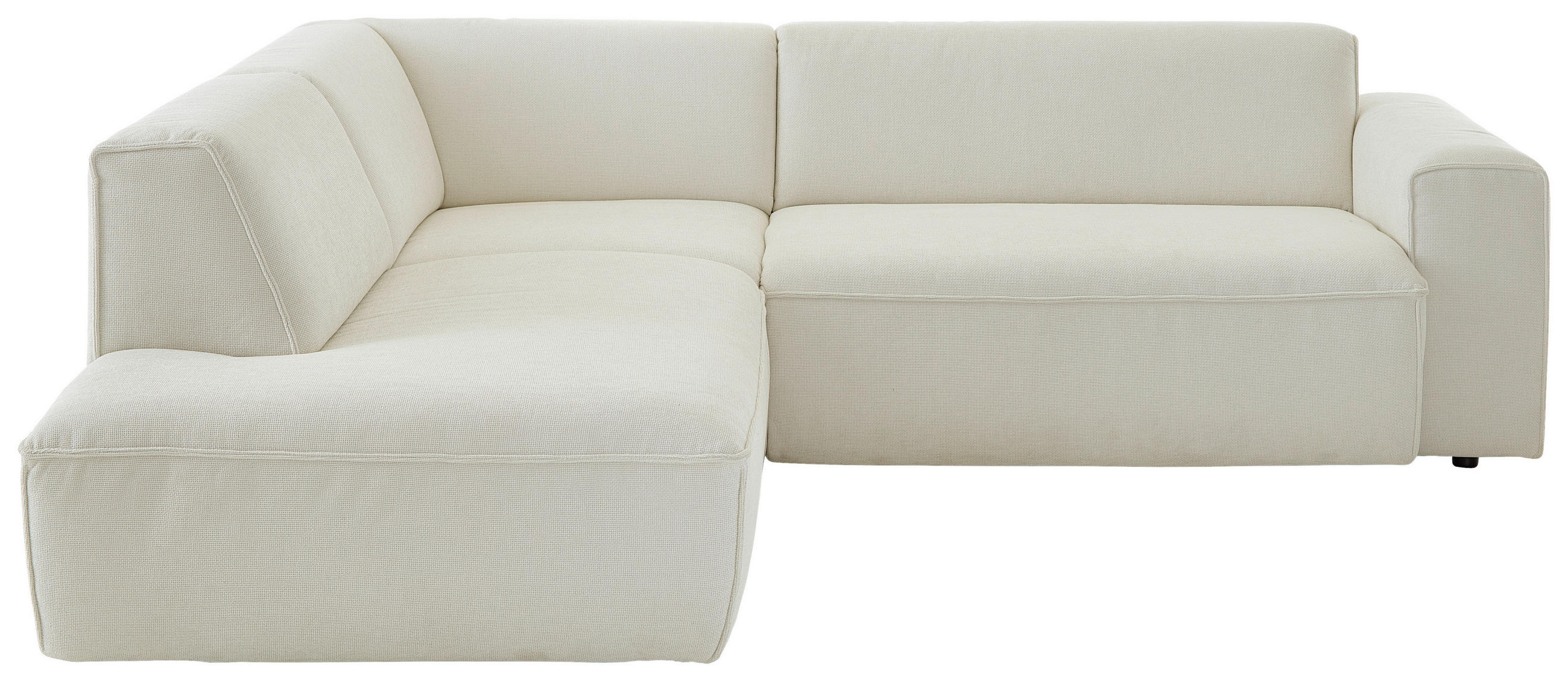 ECKSOFA in Flachgewebe Weiss  - Weiss/Schwarz, Konventionell, Kunststoff/Textil (227/254cm) - Carryhome