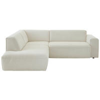 ECKSOFA in Flachgewebe Weiß  227/254 cm  - Schwarz/Weiß, KONVENTIONELL, Kunststoff/Textil (227/254cm) - Carryhome