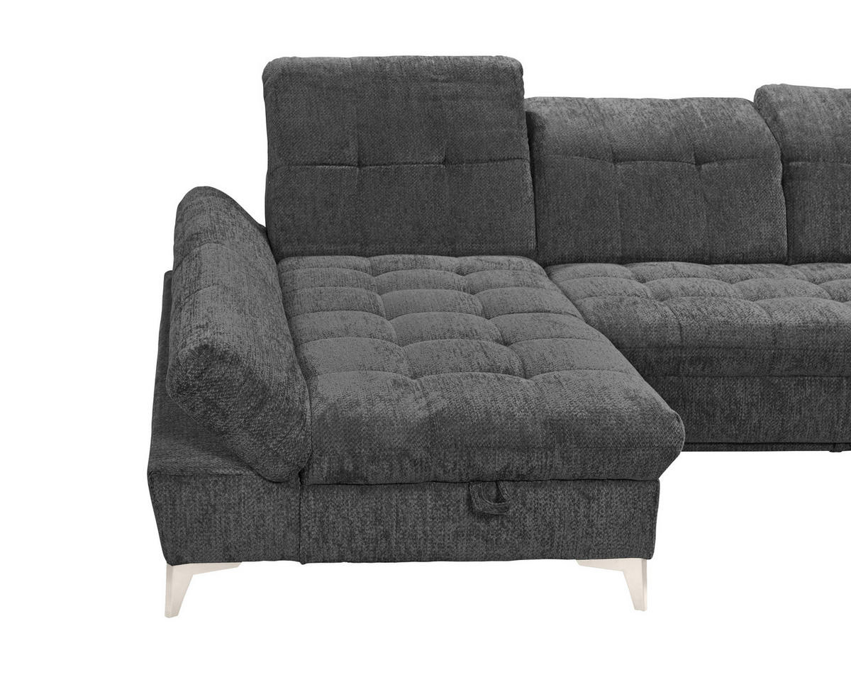 WOHNLANDSCHAFT MERCY Graphitfarben Mikrovelours  - Kaschmir/Graphitfarben, MODERN, Kunststoff/Textil (169/348/245cm) - MID.YOU