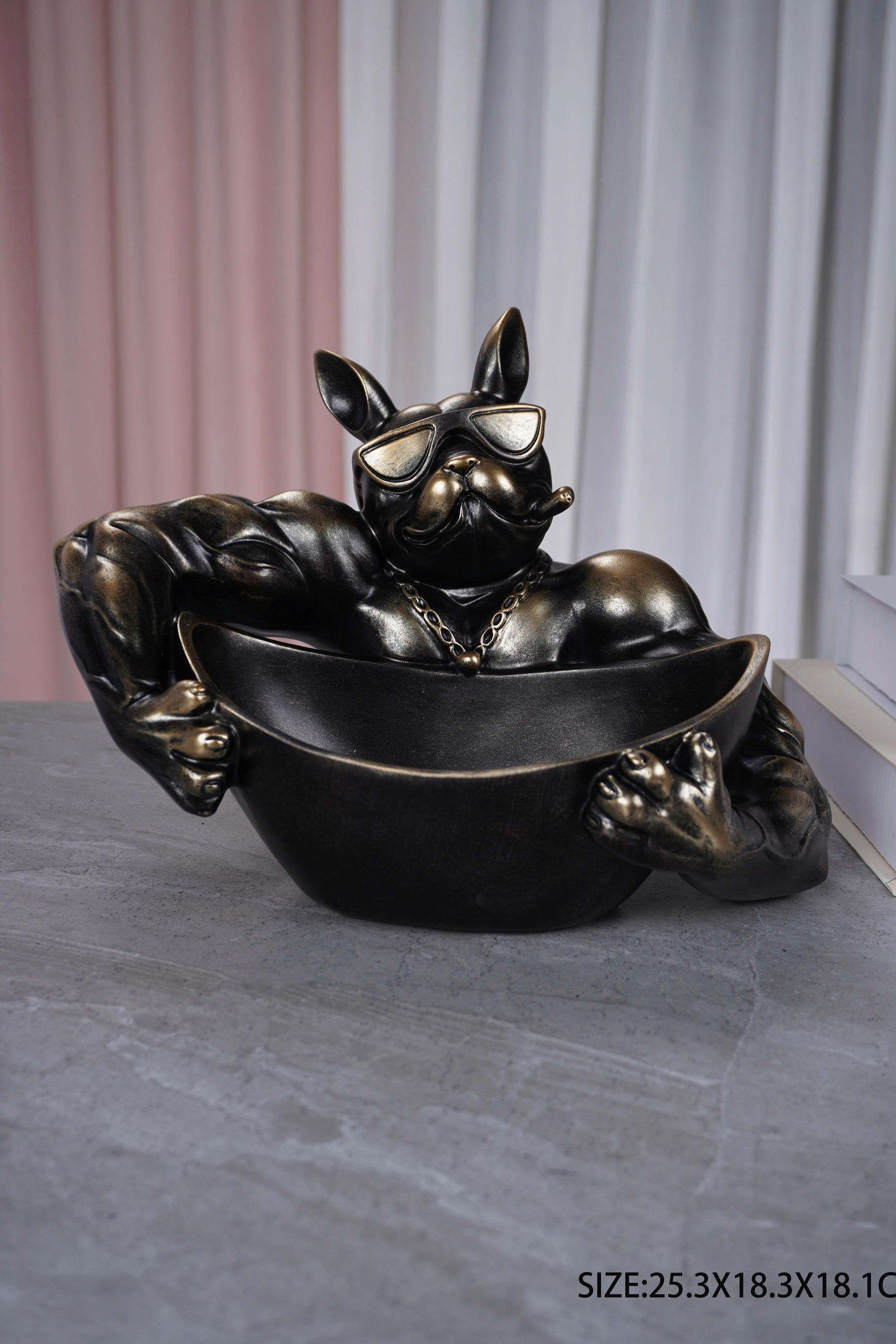 DEKOR ÁLLATFIGURA - fekete/aranyszínű, Basics, műanyag (25,3/18,3/18cm)