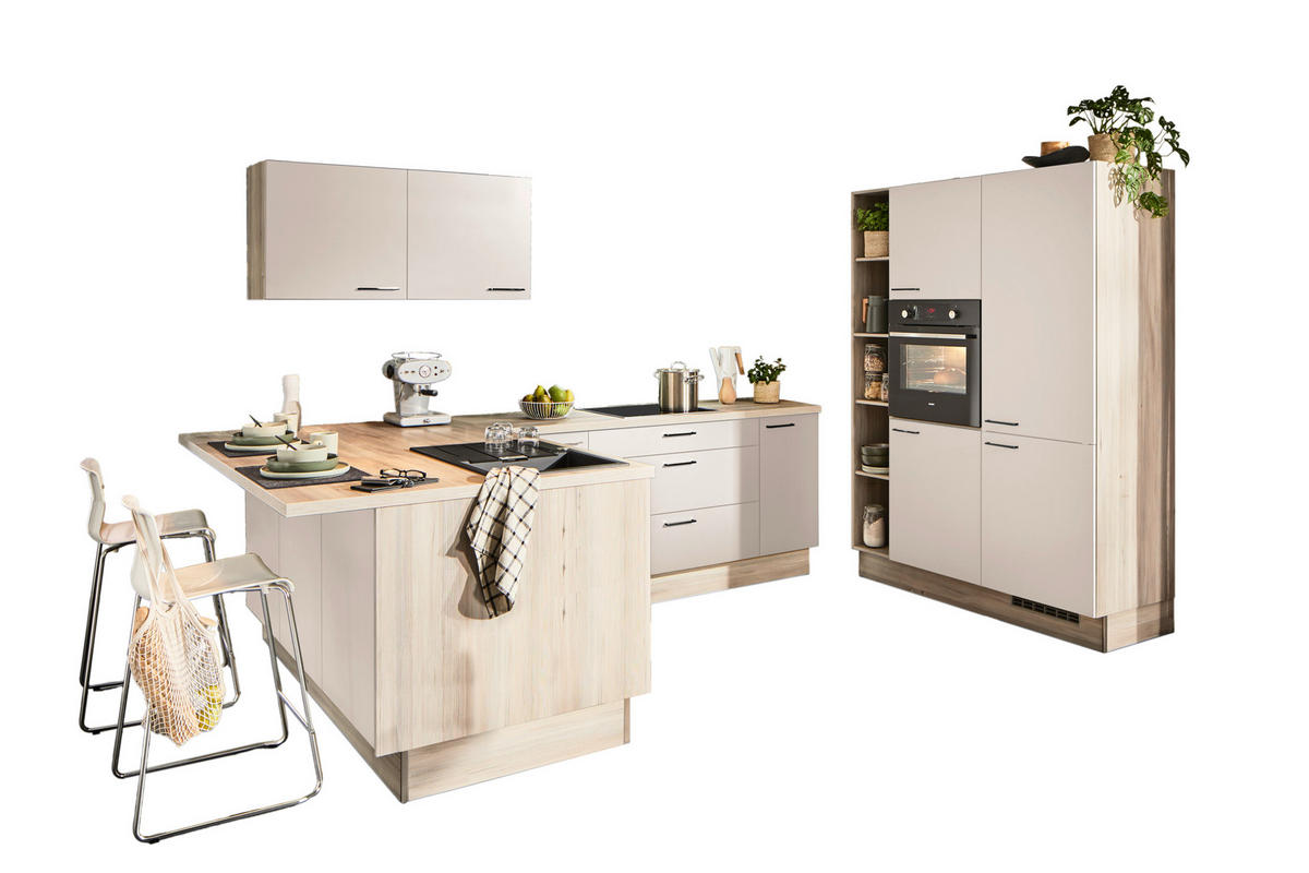 ECKKÜCHE  in Hellbraun, Kaschmir  - Hellbraun/Kaschmir, Design, Holzwerkstoff/Metall (192/280/150cm) - Xora