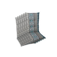 SESSELAUFLAGENSET Ornament  - Blau/Hellgrau, Basics, Textil (50/7/110cm)