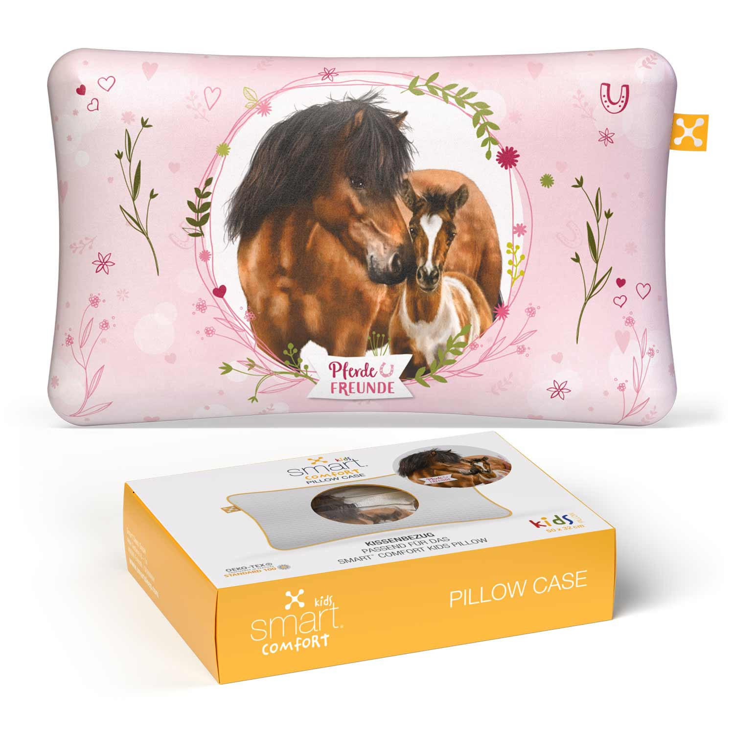 Smartsleep Nackenkissenbezug Kids Comfort Braun, Rosa 50x32 cm