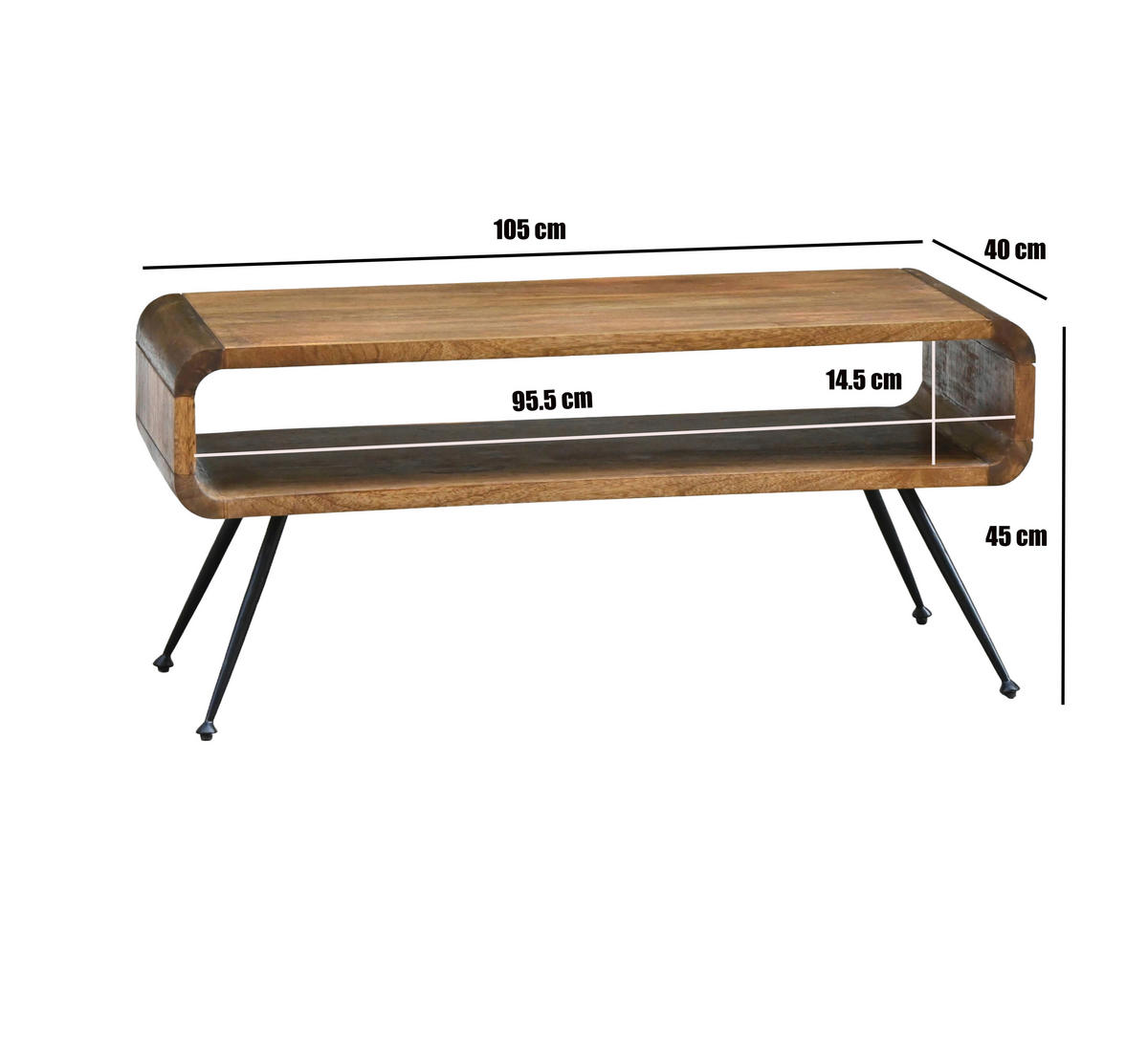 DOHÁNYZÓASZTAL fa 105/40/45 cm   - barna/fekete, Design, fa/fém (105/40/45cm) - Livetastic