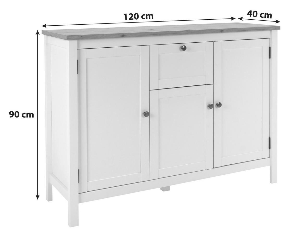 SIDEBOARD  in 120/90/40 cm  - Eichefarben/Weiß, KONVENTIONELL, Holzwerkstoff/Metall (120/90/40cm) - MID.YOU
