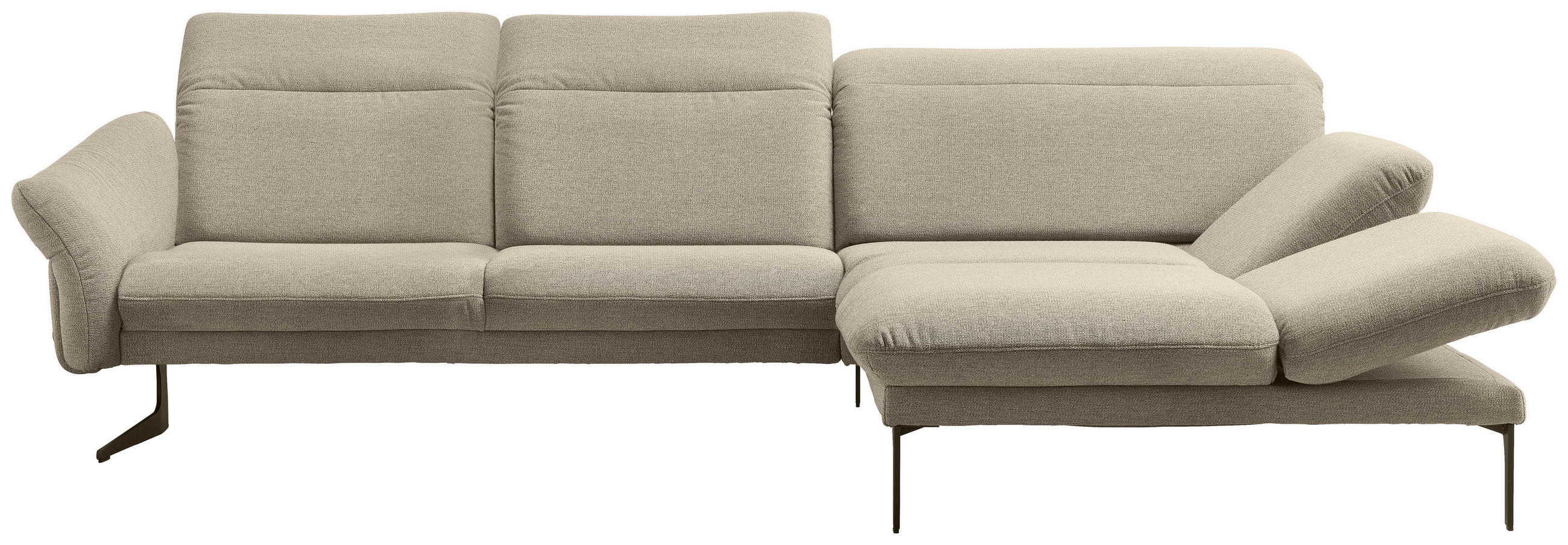 ECKSOFA in Webstoff Beige  - Anthrazit/Beige, Design, Textil/Metall (299/203cm) - Himolla