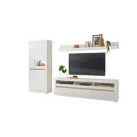WOHNWAND 3-teilig  in Weiß, Eichefarben     - Eichefarben/Silberfarben, Design, Holzwerkstoff/Kunststoff (312/198/42cm) - MID.YOU