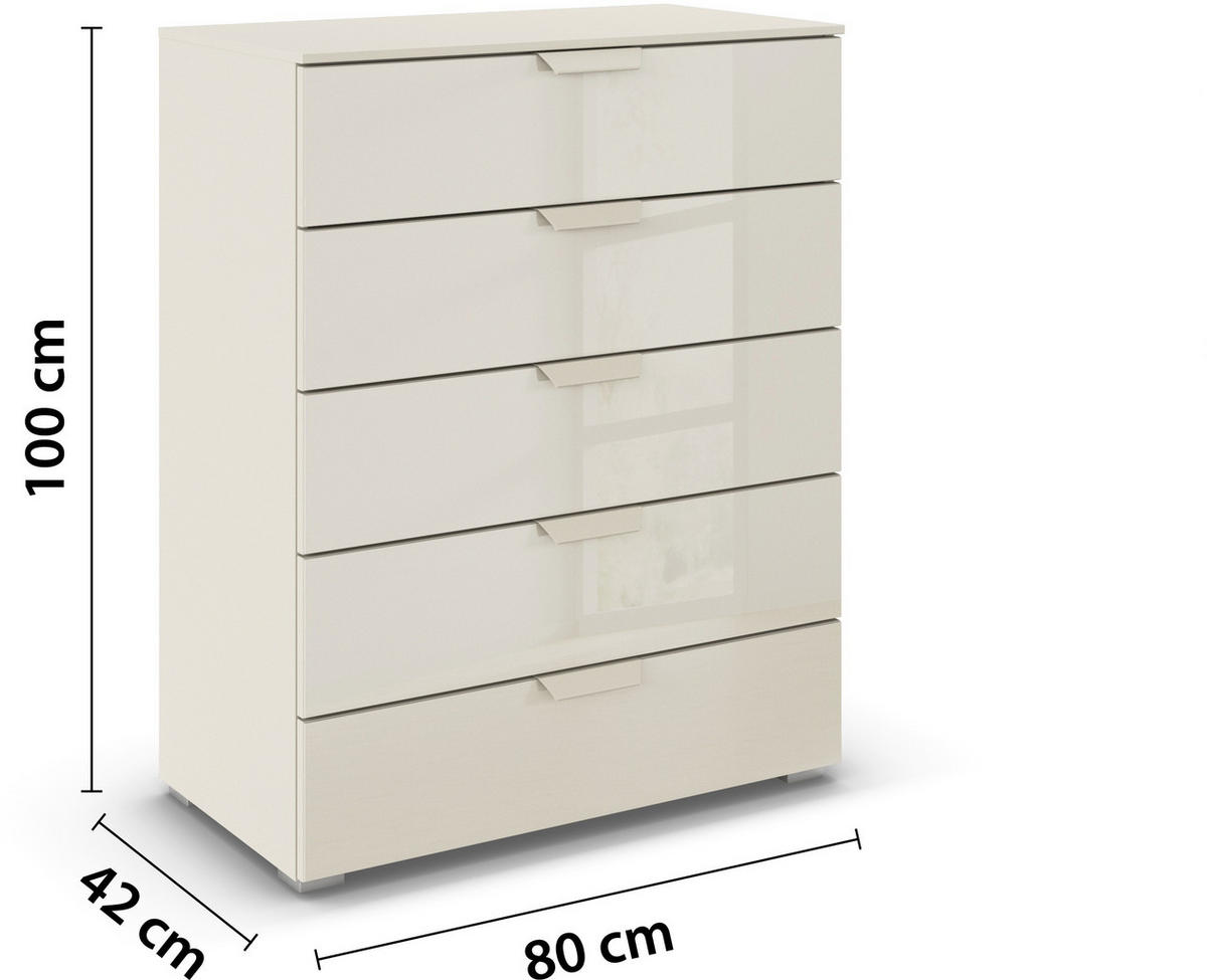 KOMMODE  in 80/100/43 cm  - Champagner, Design, Glas/Holzwerkstoff (80/100/43cm) - Carryhome