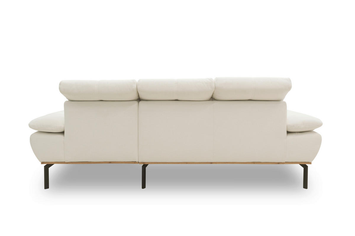 ECKSOFA Weiß Mikrofaser  - Wildeiche/Schwarz, Design, Textil/Metall (242/170cm) - MID.YOU
