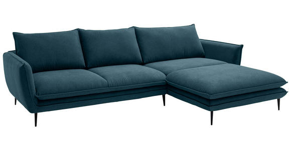 ECKSOFA  in Webstoff Petrol  304/196 cm  - Petrol/Schwarz, KONVENTIONELL, Textil/Metall (304/196cm) - Hom`in