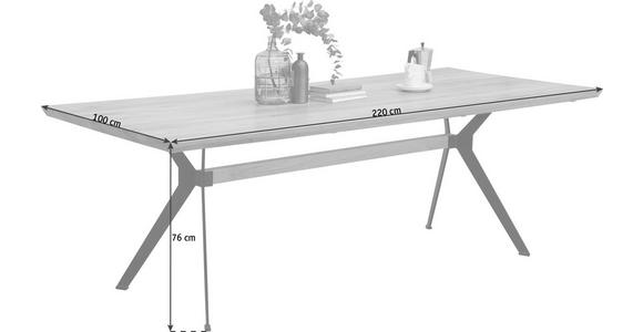 ESSTISCH in Holz 220/100/76 cm  - Eichefarben/Schwarz, Natur, Holz/Metall (220/100/76cm) - Linea Natura