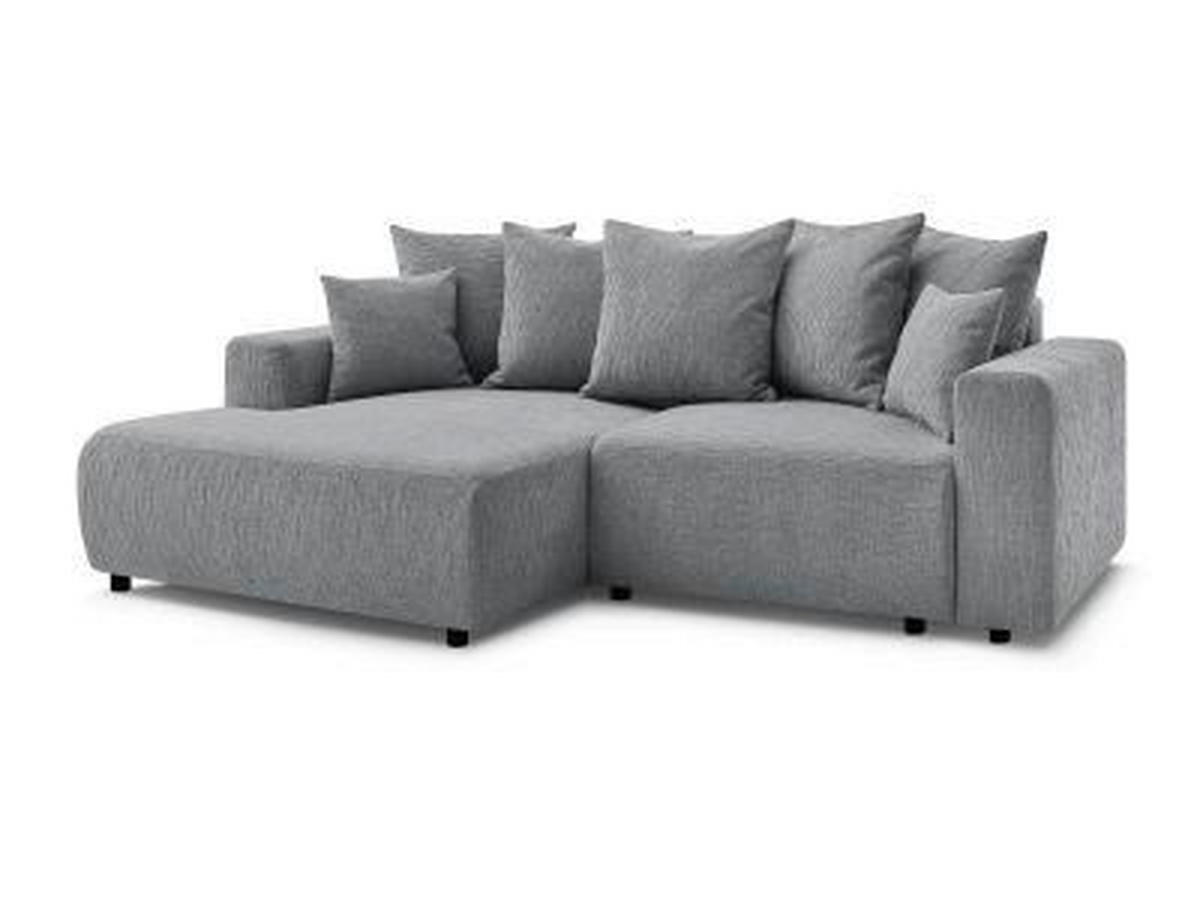 ECKSOFA Ottomane links  ATILLA Dunkelgrau Struktur  - Dunkelgrau/Schwarz, MODERN, Kunststoff/Textil (149/244cm)