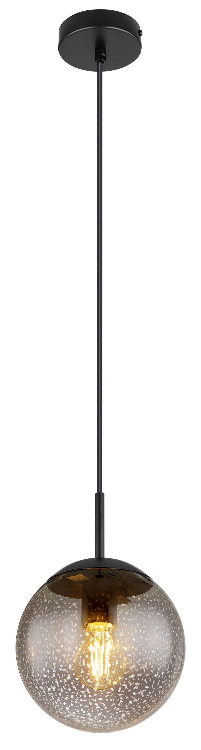 HÄNGELEUCHTE 20/120 cm   - Schwarz/Grau, Design, Glas/Kunststoff (20/120cm) - Globo