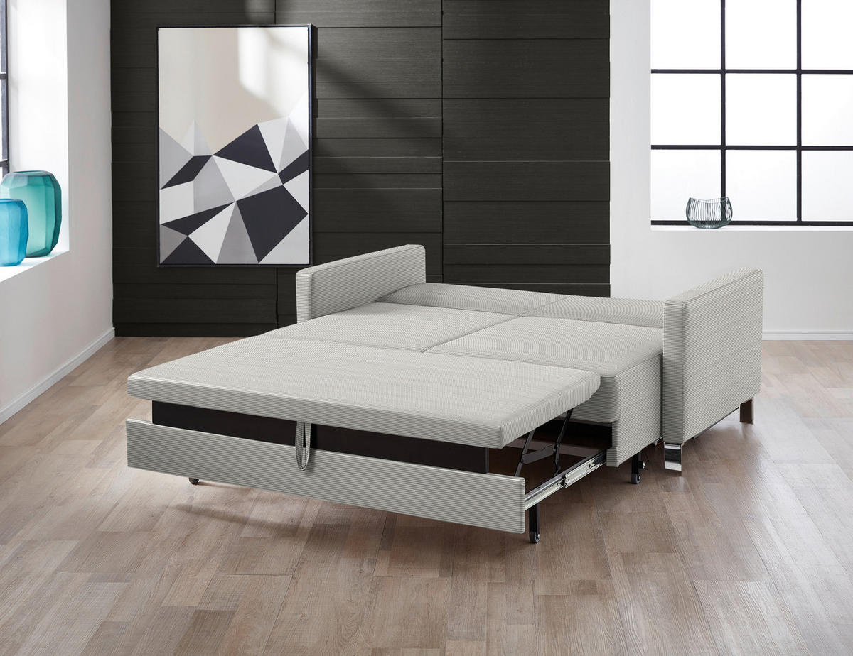 SCHLAFSOFA Feincord Grau  - Chromfarben/Grau, Design, Textil/Metall (140/90/95cm) - Bali
