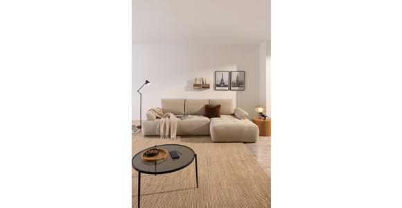 ECKSOFA Naturfarben Webstoff  inkl. Rückenkissen, Bettkasten, Schlaffunktion, Rücken echt, Armteilverstellung, Liegefläche im Originalstoff  - Schwarz/Naturfarben, KONVENTIONELL, Kunststoff/Textil (282/162cm) - Carryhome