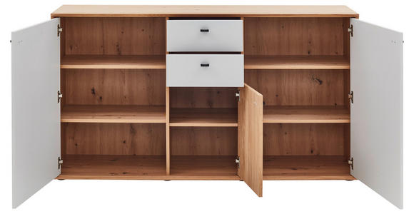 SIDEBOARD Weiß, Eiche Bianco 163,8/89,3/45 cm - Eiche Bianco/Dunkelgrau, Design, Holz/Holzwerkstoff (163,8/89,3/45cm) - Novel