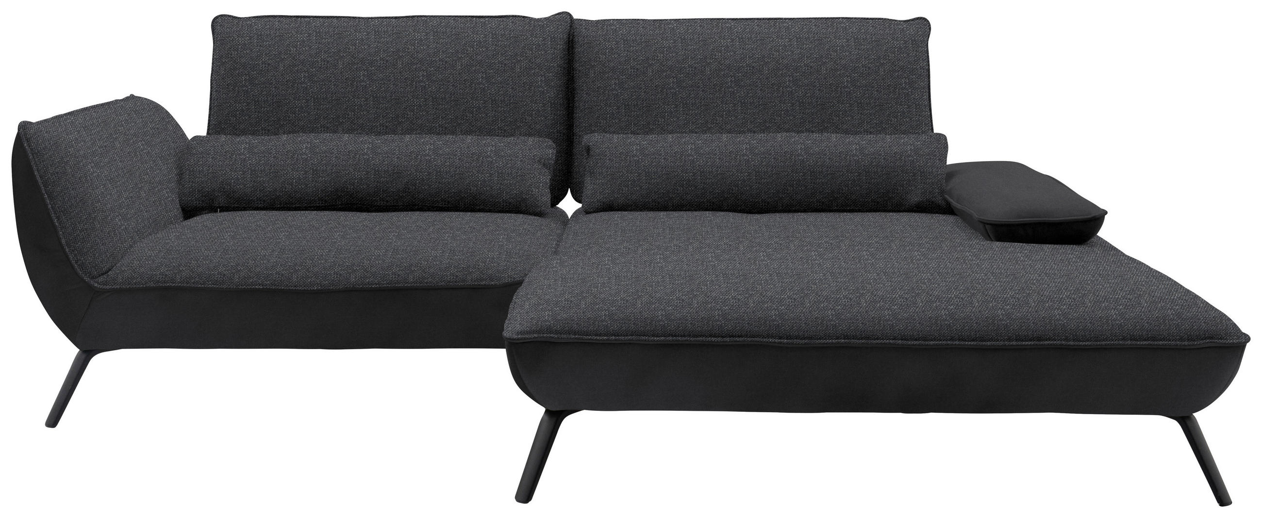 ECKSOFA in Flachgewebe Anthrazit  - Anthrazit/Schwarz, Design, Textil/Metall (273/191cm) - Moderano