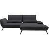 ECKSOFA in Flachgewebe Anthrazit  - Anthrazit/Schwarz, Design, Textil/Metall (273/191cm) - Moderano