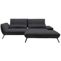 ECKSOFA in Flachgewebe Anthrazit  - Anthrazit/Schwarz, Design, Textil/Metall (273/191cm) - Moderano