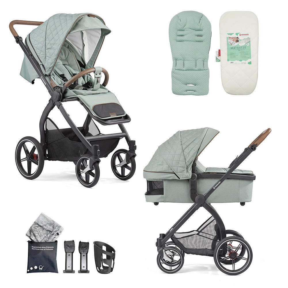 KOMBIKINDERWAGEN  FX4 Swing Set  Mint  - Schwarz/Mintgrün, Basics, Textil (100/55/130cm) - Gesslein