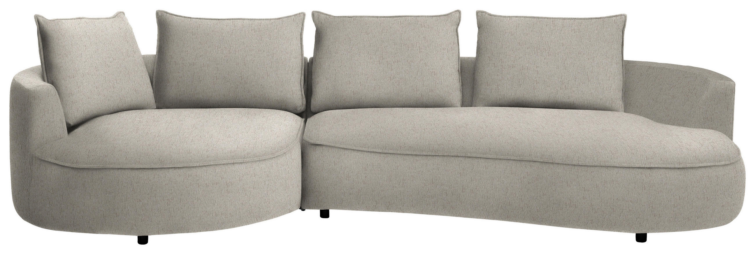 BIGSOFA Chenille Greige  - Greige/Schwarz, Design, Kunststoff/Textil (154/82/322cm) - home24