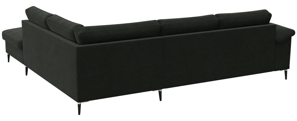 ECKSOFA Waldgrün Chenille, Webstoff, Flachgewebe  - Waldgrün/Schwarz, Design, Textil/Metall (247/225cm) - Livetastic