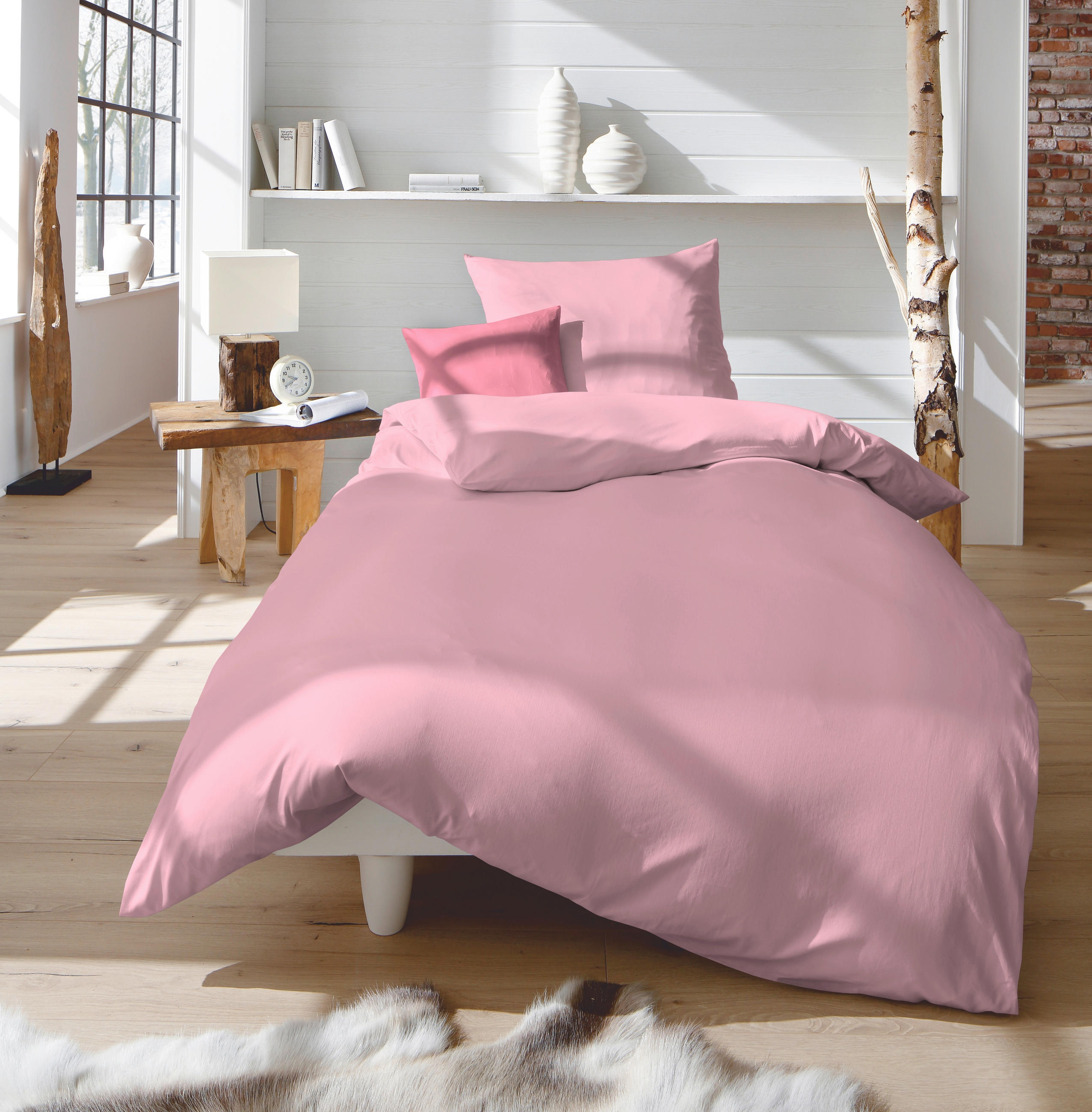 BETTWÄSCHE Satin 155/200 cm - Pink, Basics, Textil (155/200cm) - Fleuresse