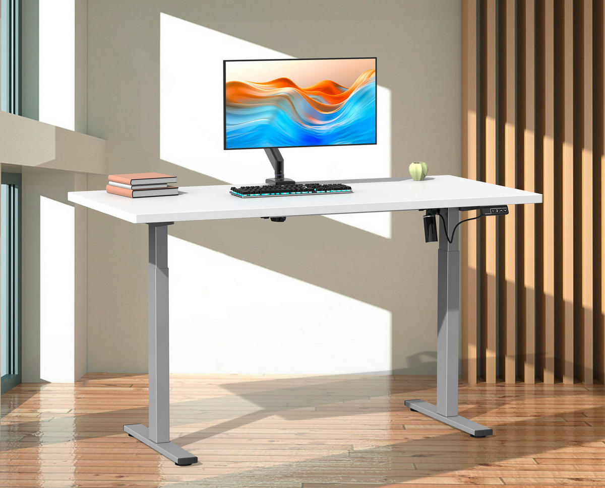 SCHREIBTISCH  in Silberfarben, Weiss  - Weiss/Silberfarben, Design, Holzwerkstoff/Metall (140/71/80cm) - MID.YOU