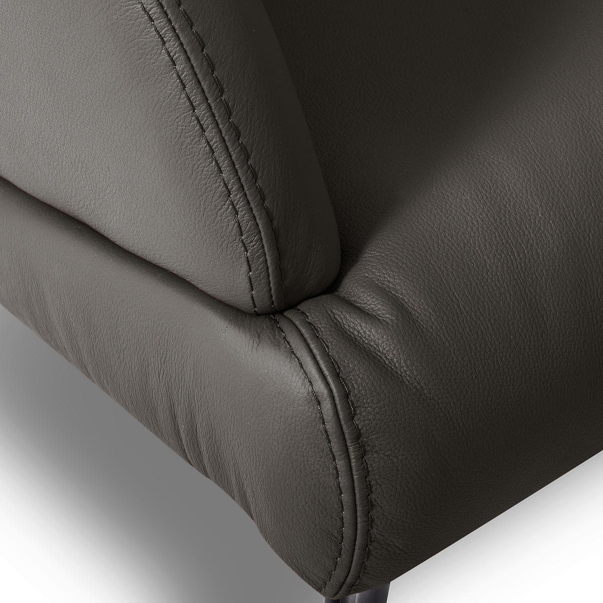 SESSELSET Echtleder Anthrazit  - Anthrazit/Schwarz, Design, Leder/Metall (67/87/74cm) - Livetastic