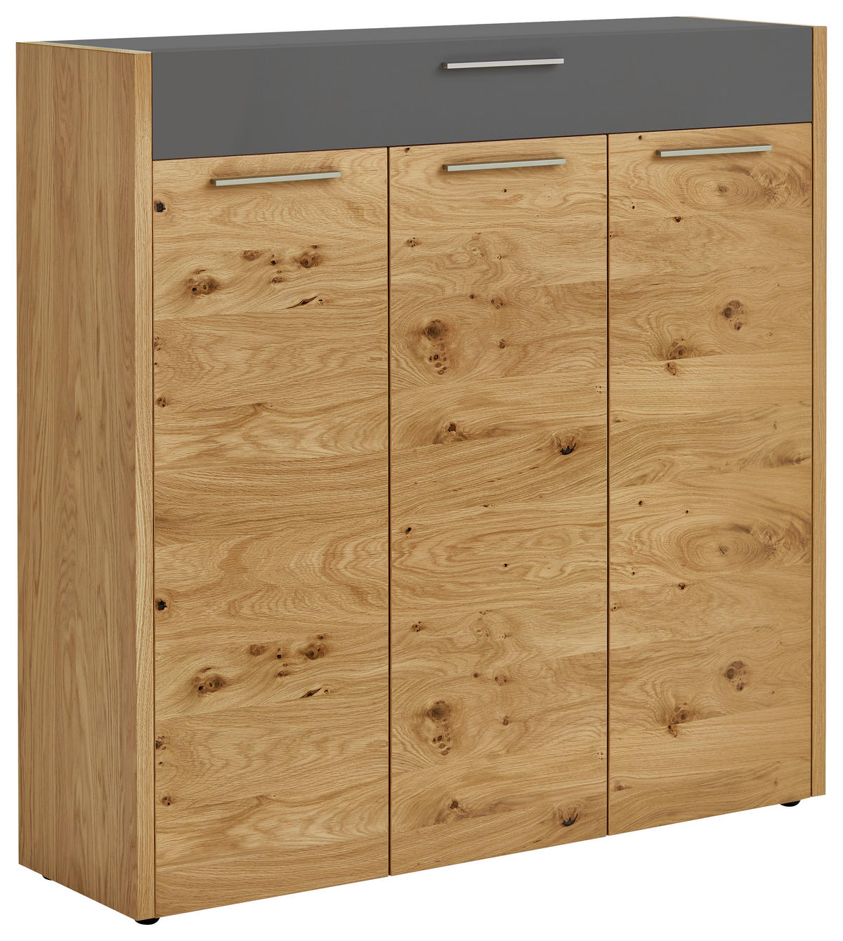 SCHUHSCHRANK Eiche, Balkeneiche furniert Grau, Eichefarben  - Eichefarben/Silberfarben, Design, Holz/Holzwerkstoff (127/126/37cm)