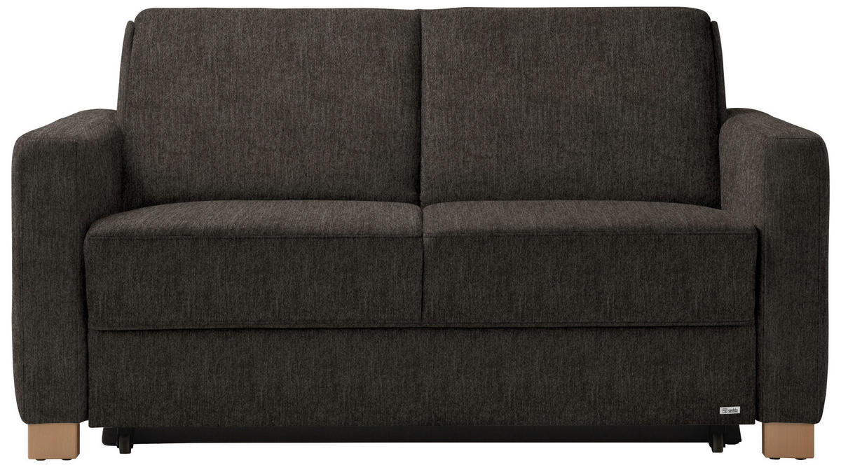 SCHLAFSOFA in textile marron foncé  - marron foncé/couleur écru, Konventionell, textile/bois (160/86/92cm) - Sedda