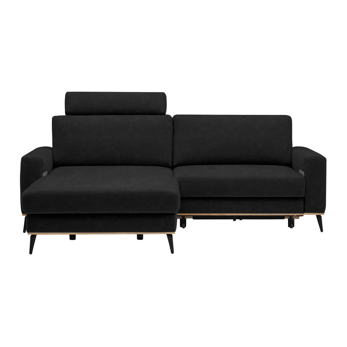 ECKSOFA in Lederlook, Mikrofaser Schwarz  - Schwarz, Konventionell, Holz/Textil (167/234cm) - MID.YOU