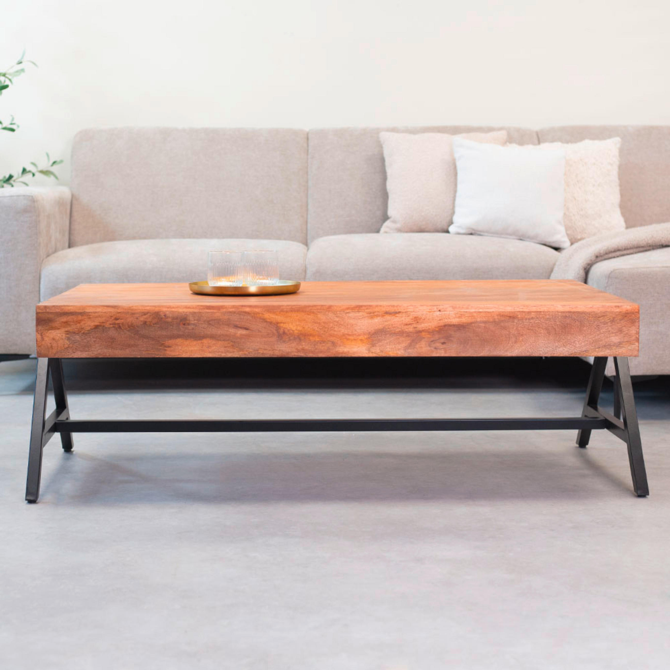 COUCHTISCH in Holz  - Schwarz/Braun, MODERN, Holz/Metall (70/40/120cm) - MID.YOU