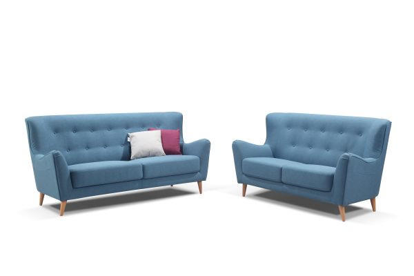 ZOFA, svetlo modra tekstil - svetlo modra/naravne barve, Design, tekstil/les (158/93/89cm) - Ti'me