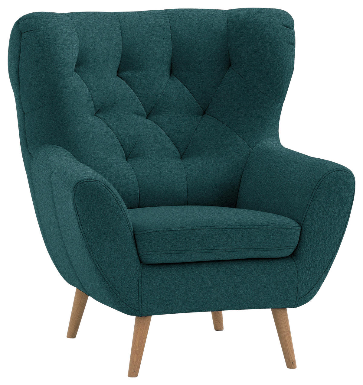 SESSEL in Mikrofaser Grün  - Eichefarben/Grün, Design, Holz/Textil (87/101/95cm) - Stylife