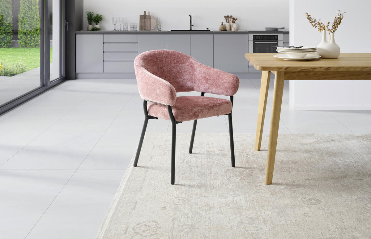 ARMLEHNSTUHL  in Eisen Mikrofaser  - Pink/Schwarz, KONVENTIONELL, Holz/Textil (60/80/62cm) - MID.YOU