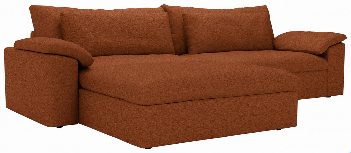ECKSOFA Flachgewebe Rostfarben  - Rostfarben/Schwarz, Modern, Kunststoff/Textil (198/306cm) - Carryhome