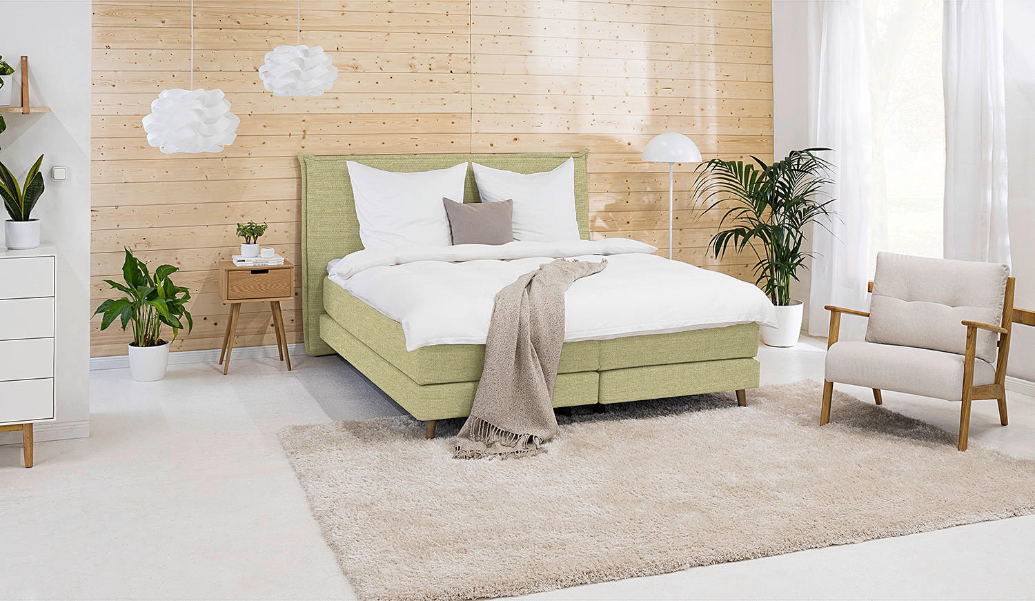 BOXSPRINGBETT 140/200 cm  in Gelb  - Eichefarben/Gelb, Design, Holzwerkstoff/Textil (140/200cm) - home24