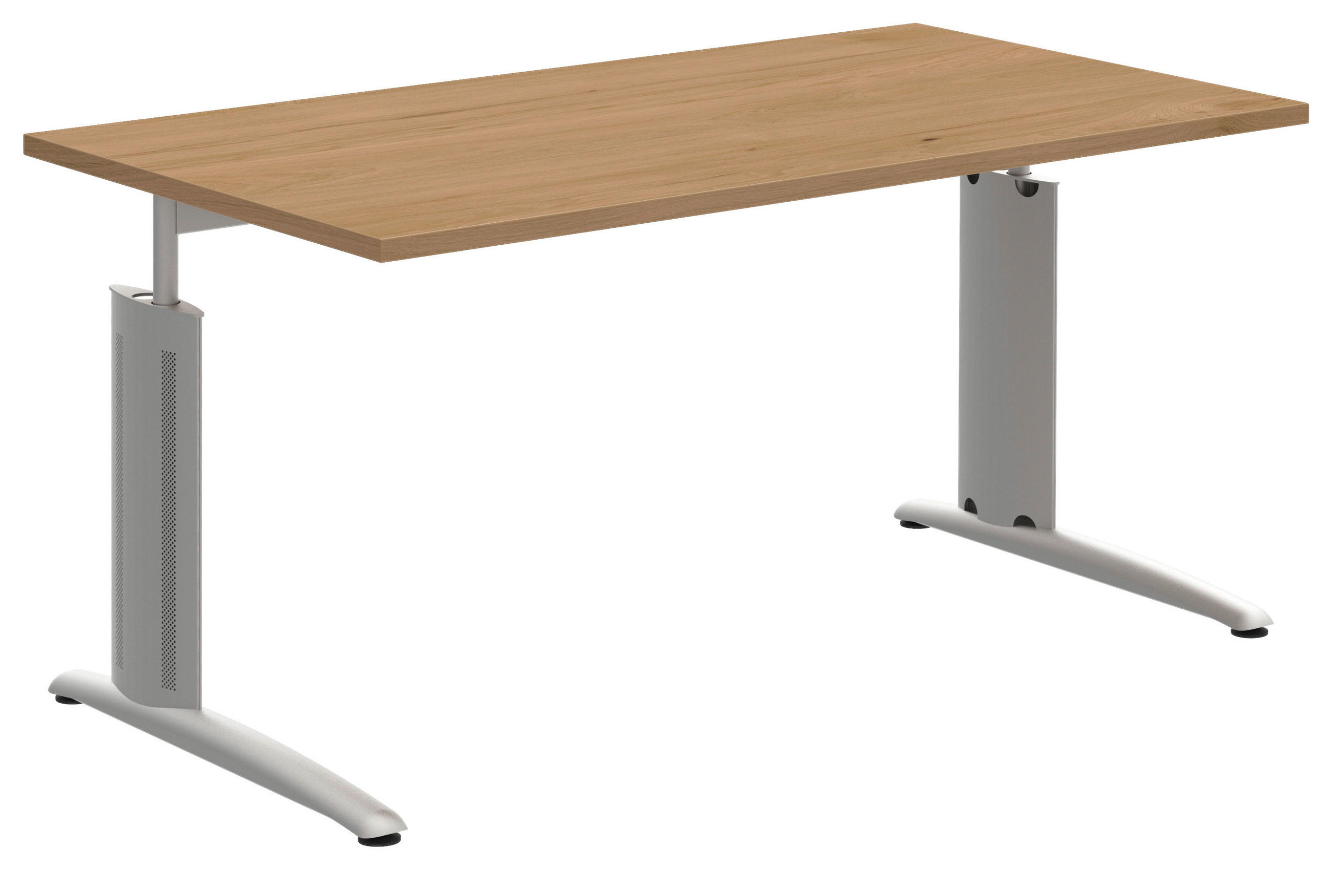 SCHREIBTISCH 140/80/70-82 cm  in Eichefarben, Alufarben  - Eichefarben/Alufarben, KONVENTIONELL, Holzwerkstoff/Metall (140/80/70-82cm) - Moderano