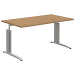 SCHREIBTISCH 140/80/70-82 cm  in Eichefarben, Alufarben  - Eichefarben/Alufarben, KONVENTIONELL, Holzwerkstoff/Metall (140/80/70-82cm) - Moderano